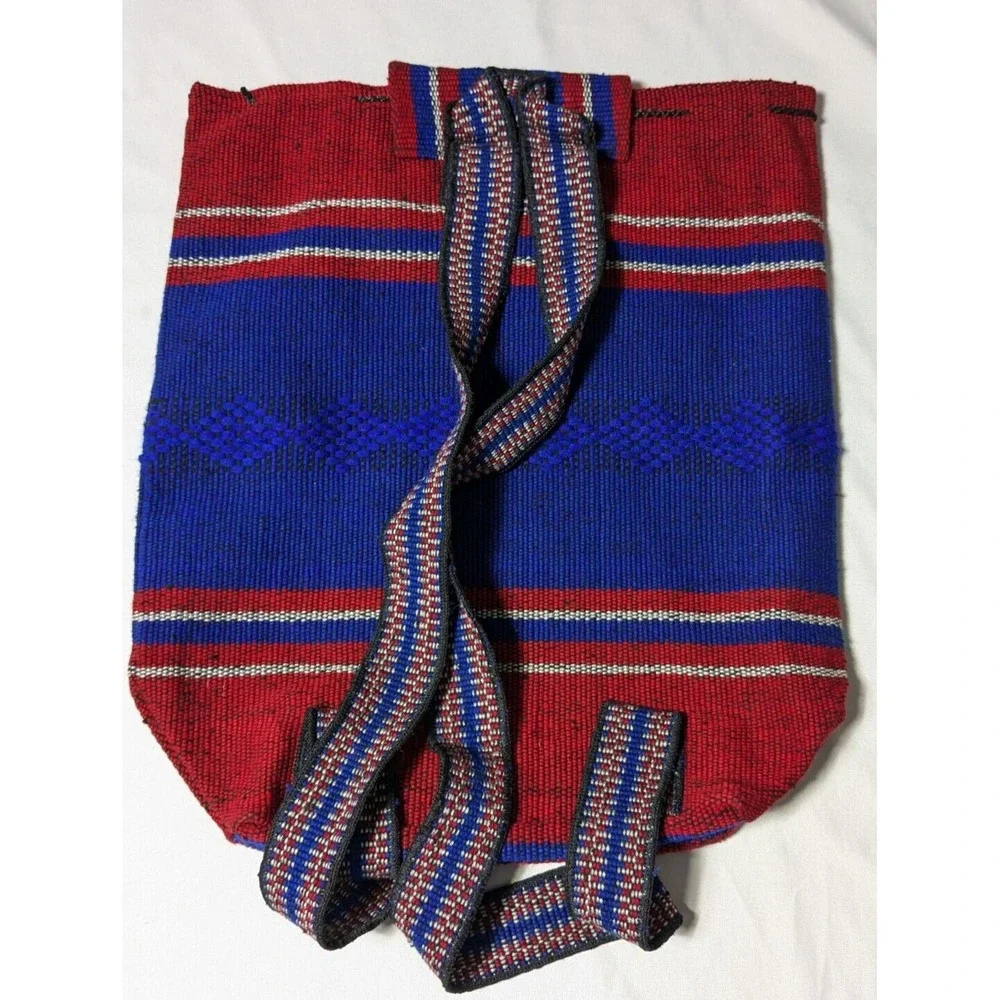 NEW ENGLAND PATROITS Red‎ Blue Drug Rug Mexican Baja Style Woven Backpack